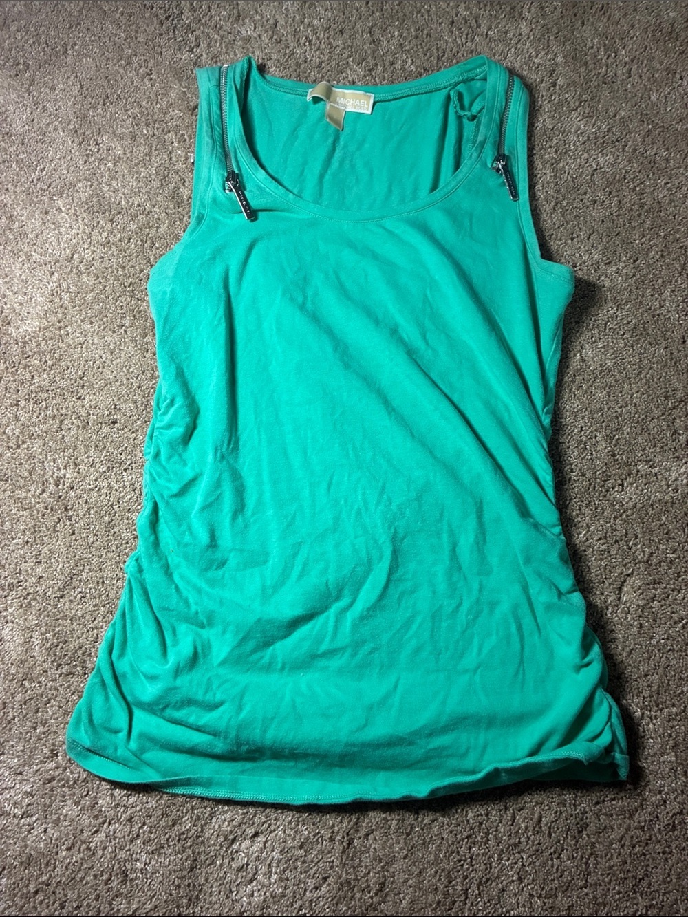 Michael Kors Teal Tank Top with Shoulder Zips